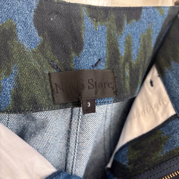 No. 6 Store Agatha Pant Blue Pants Print Pattern Straight Ink Blot Brown Ikat - Picture 7 of 9